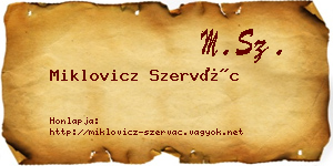 Miklovicz Szervác névjegykártya
